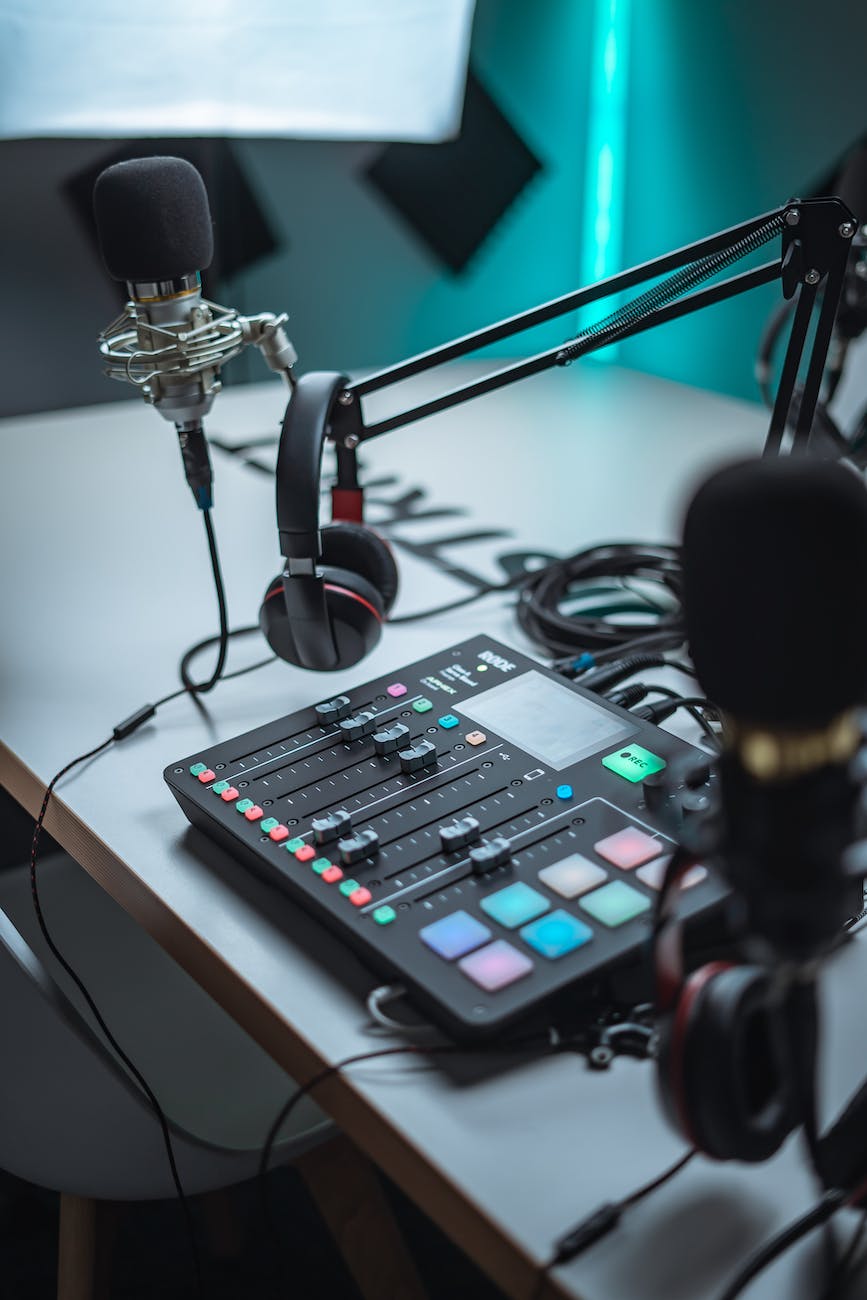 close up shot of a podcasting gadgets